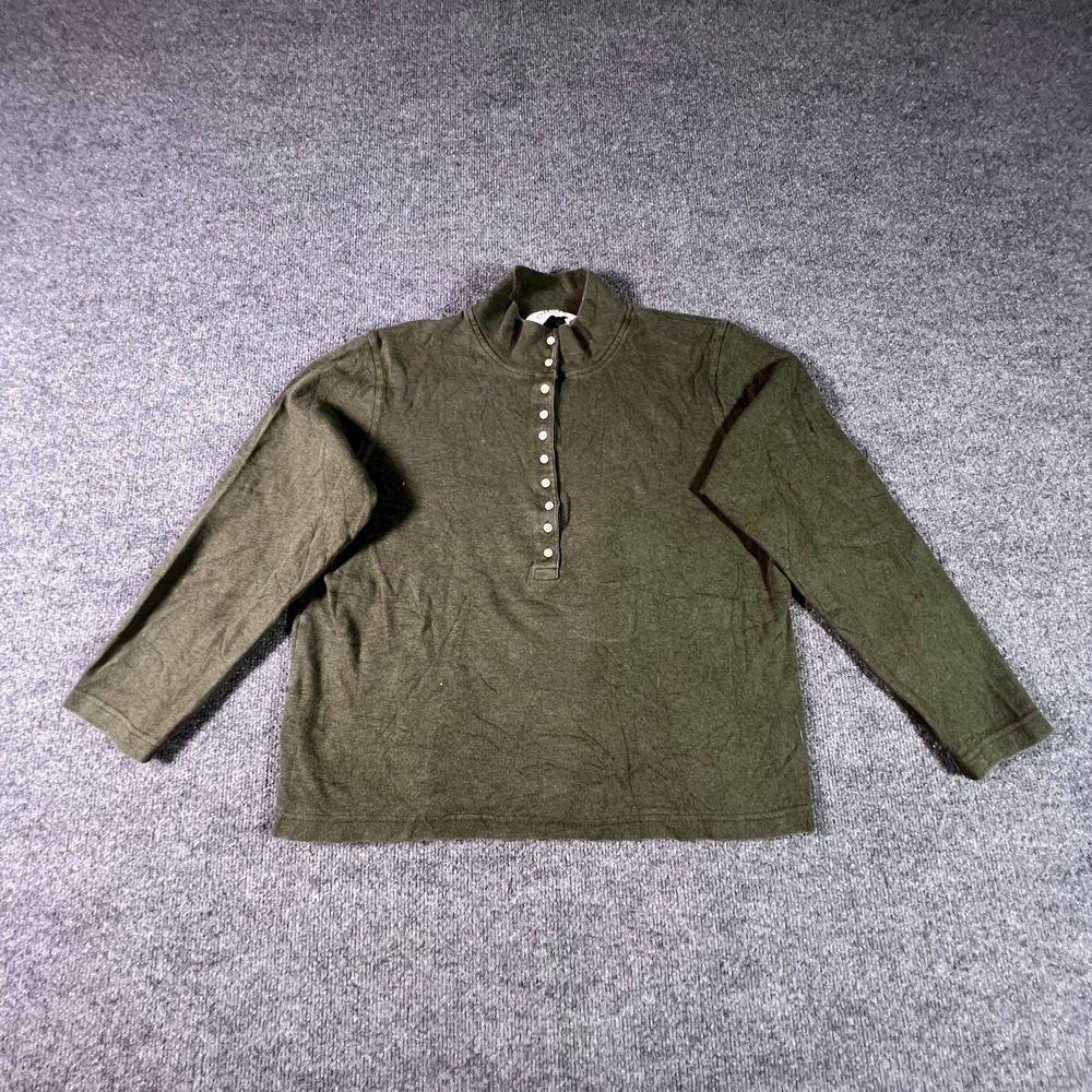 Orvis Henley T-Shirt Women Medium Olive Green 100% Cotton Outdoor Hiking Camping